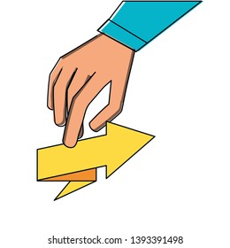 hand human with arrow isolated icon