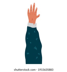 hand human up with blue long sleeve vector illustration design