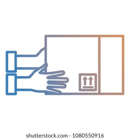 hand human with box carton delivery service