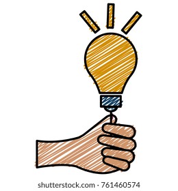 hand human with bulb light