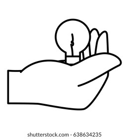 hand human with bulb light isolated icon