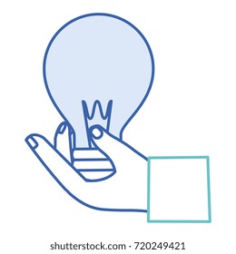 hand human with bulb light isolated icon
