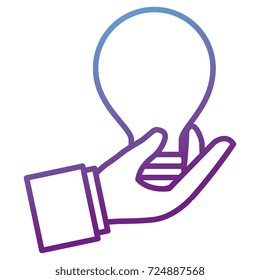 hand human with bulb light isolated icon