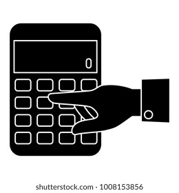 hand human with calculator math isolated icon