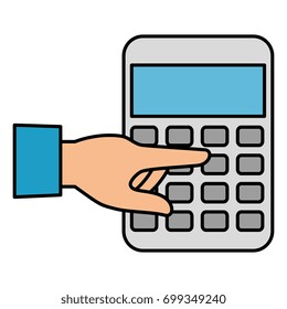 hand human with calculator math isolated icon