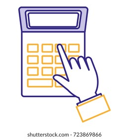 hand human with calculator math isolated icon