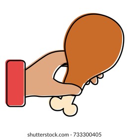 hand human with chicken thigh