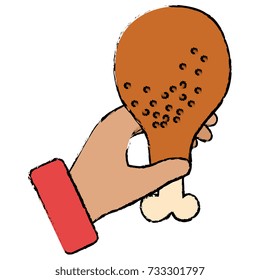 hand human with chicken thigh
