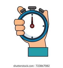 hand human with chronometer timer isolated icon