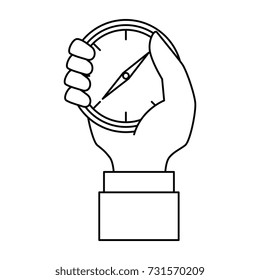 hand human with chronometer timer isolated icon