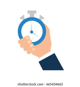 hand human with chronometer watch isolated icon