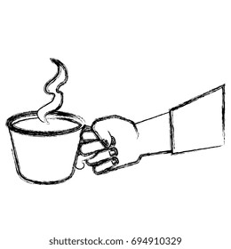 hand human with coffee cup isolated icon