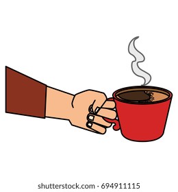 hand human with coffee cup isolated icon