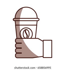 hand human with coffee plastic cup icon
