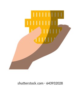hand human with coins money dollar icon