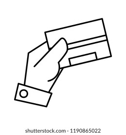 hand human with credit card isolated icon