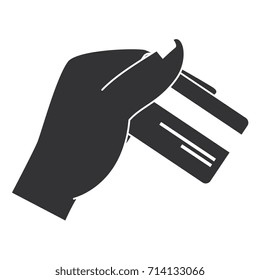 hand human with credit card isolated icon