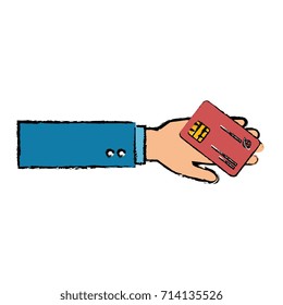 hand human with credit card isolated icon