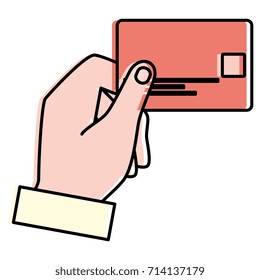 hand human with credit card isolated icon