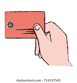 hand human with credit card isolated icon