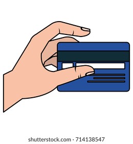 hand human with credit card isolated icon
