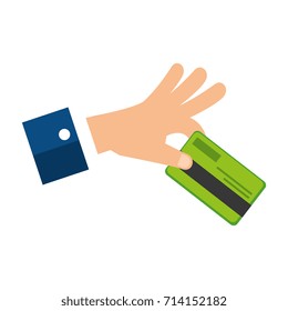 hand human with credit card isolated icon