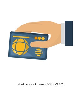hand human with credit card vector illustration design