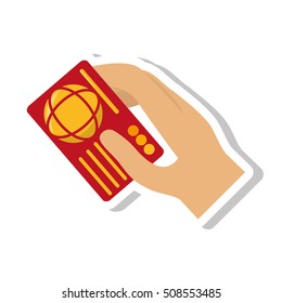 hand human with credit card vector illustration design
