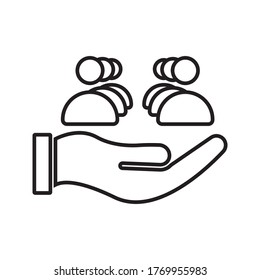 hand and human Customer care icon. Customer Retention Patient assistance icon. Service support. Safety pictogram. Icon, care, customer, retention, patient, client, help, consumer, vector