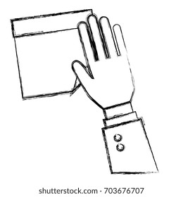 hand human with document paper isolated icon