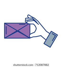 hand human with envelope mail isolated icon