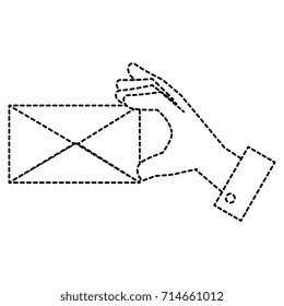 hand human with envelope mail isolated icon