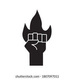 Handfeuerfaust mit Brandflamme Silhouette-Stil Symbol Vektorgrafik-Design