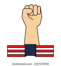 hand human fist and usa flag