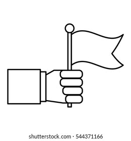hand human with flag vector illustration design