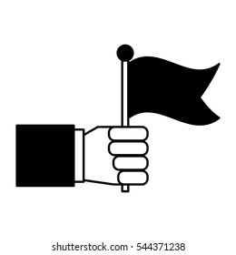 hand human with flag vector illustration design