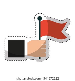 hand human with flag vector illustration design