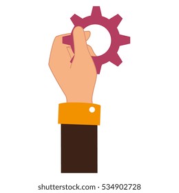 hand human with gear setting isolated icon