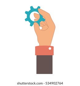 hand human with gear setting isolated icon