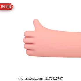 Hand human gesture finger class thumb up. Realistic 3d design In cartoon style. Icon isolated on white background. Vector illustration