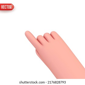 Hand human gesture index finger up. shows indicates symbol. Realistic 3d design In cartoon style. Icon isolated on white background. Vector illustration