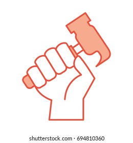 hand human with hammer tool