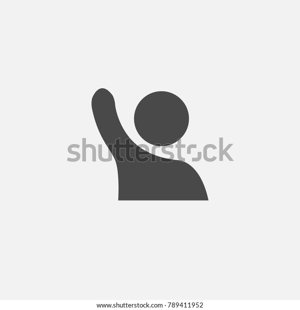 hand up human icon lifting gray vector people\
for your websites and projects eps10 answering or participating\
person educational or\
journalist