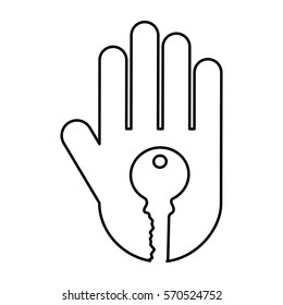 hand human with key silhouette icon vector illustration design