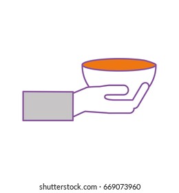 hand human with kitchen vessel isolated icon
