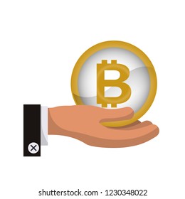 hand human lifting bitcoin