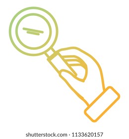 hand human with magnifying glass and documents