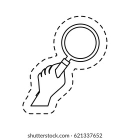 hand human with magnifying glass icon