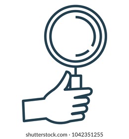 hand human with magnifying glass isolated icon