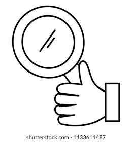 hand human with magnifying glass isolated icon